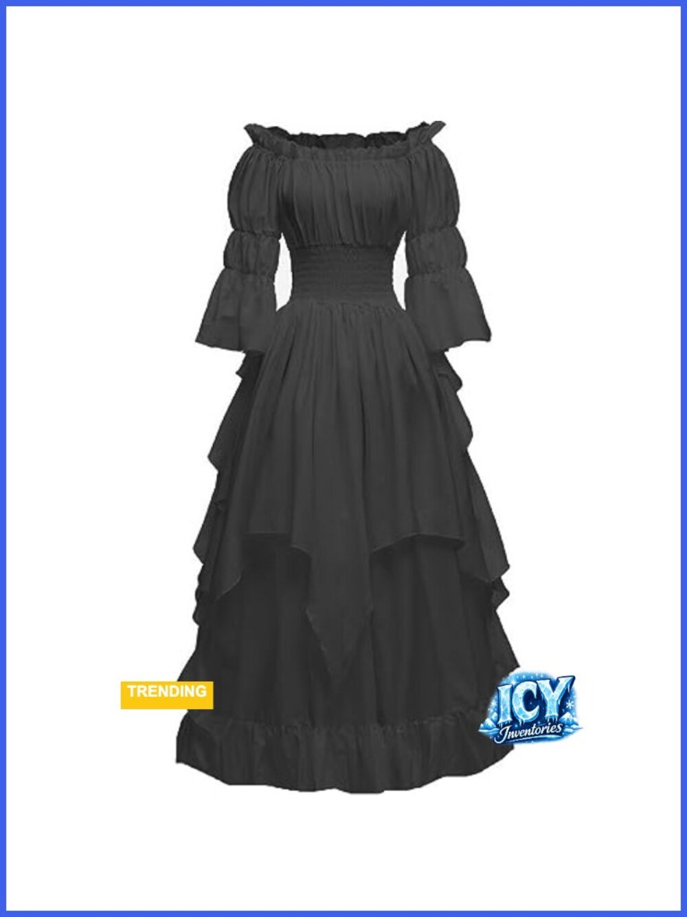 Medieval Witch Costume Dress Renaissance Gothic A-line Long Sleeve